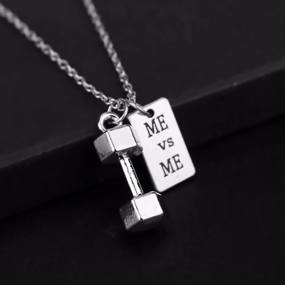 Dumbbell Barbell Letter Pendant — Stainless Steel