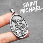 Archangel Pendant 316L Stainless Steel St.Michael Necklaces Men Amulet Chain Punk Retro Jewelry Accessories Best Gift Wholesale