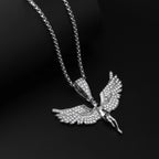 Fashion Zinc Alloy Paved Rhinestone Phoenix Necklace for Women Inspirational Bird of Wonder Necklace Women Inspitual Jewelry