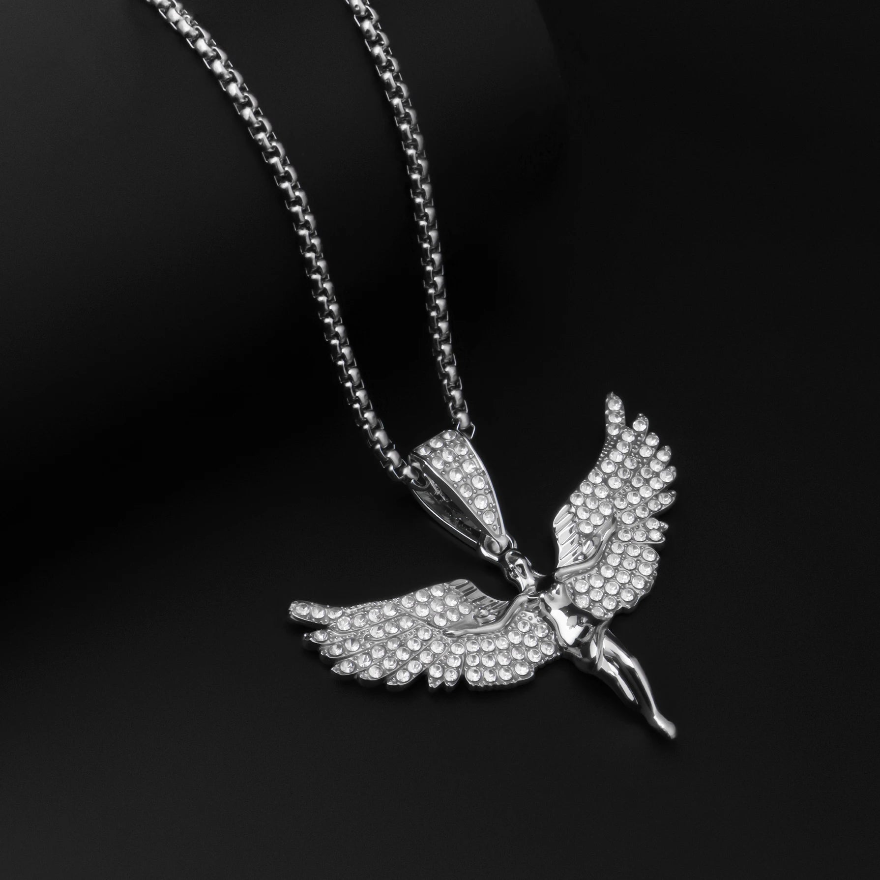 Fashion Zinc Alloy Paved Rhinestone Phoenix Necklace for Women Inspirational Bird of Wonder Necklace Women Inspitual Jewelry