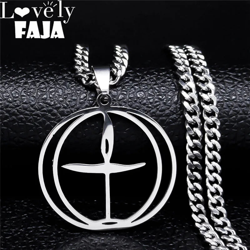 Silver Pendant Flaming Unitary Chalice Universalist