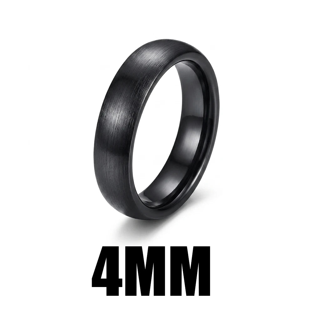 Matte Black Ceramic Wedding Band for Men Women Brushed Minimalist Ring 4mm 6mm 8mm Couple Jewelry