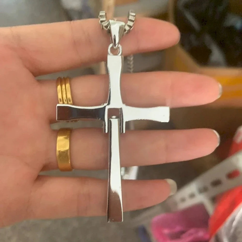 60cm Length Stainless Steel Pendant Necklace Solid 78*45mm Big Size Cross Men Waterproof Neck Jewelry Drop Shipping