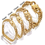 Gold Cuban Chain Bracelet 9-16mm — Gold