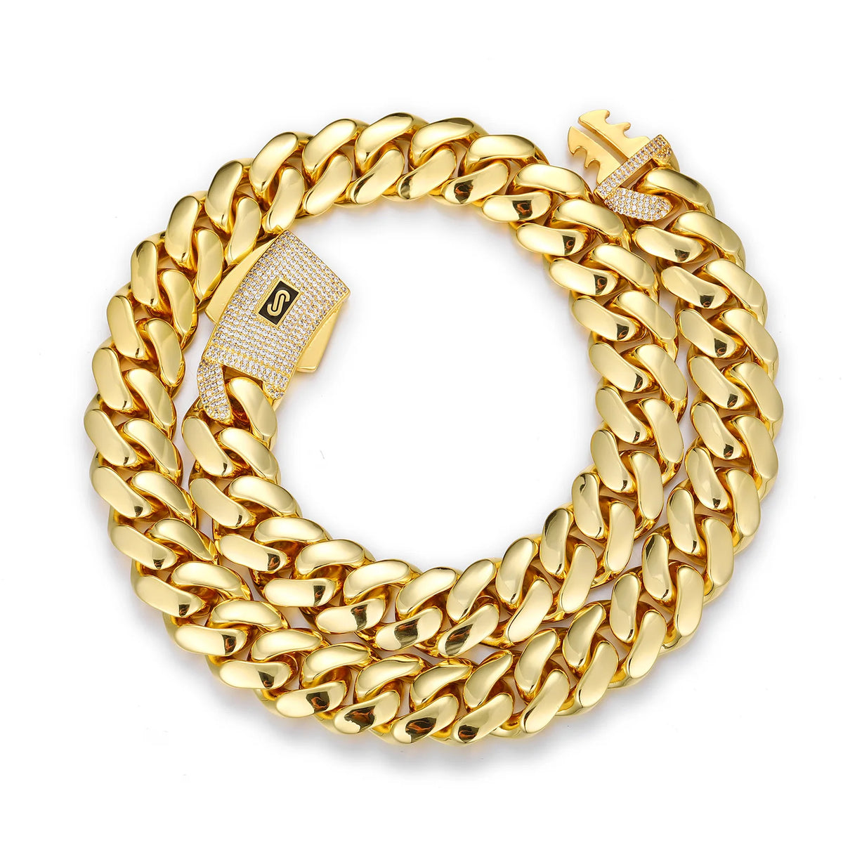 Polished GoldCuban Link Chain Necklace Hip Hop Clasp Design Unisex Chunky Chain Nightclub Party Jewelry Trendy Essential