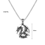 Korean Style Hollow Flame Dragon Pendant Necklace Punk Stainless Steel Biker Men Pendant Chain Fashion Jewelry Gifts