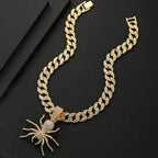Bold Hip Hop Cuban Chain Necklace with Spider Pendant – Trendy Men's Gothic Jewelry, Punk Streetwear Accessory