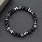 Stone Bead Strand Bracelet for Men — Blue, Black & Brown Options