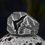 Cracked Fossil Retro Punk Biker Ring — Stainless Steel