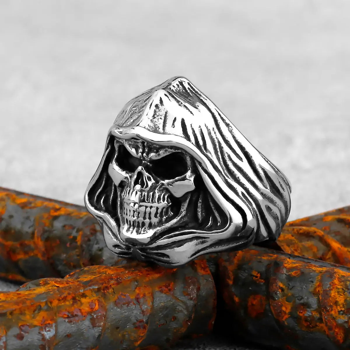 High Polish Heavy Skull Ring — Two-Tone