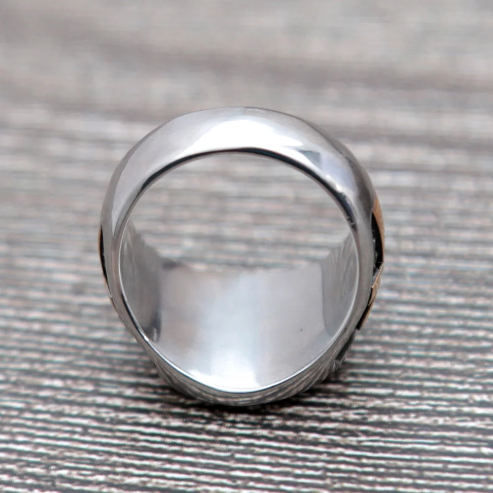 Vintage Egyptian Eye of Horus Ring Mysterious Ancient Egypt Text Symbol Ankh Rings for Men Stainless Steel Punk Jewelry