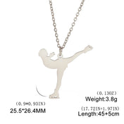 Figure Skater Charm Pendant Necklace — Stainless Steel