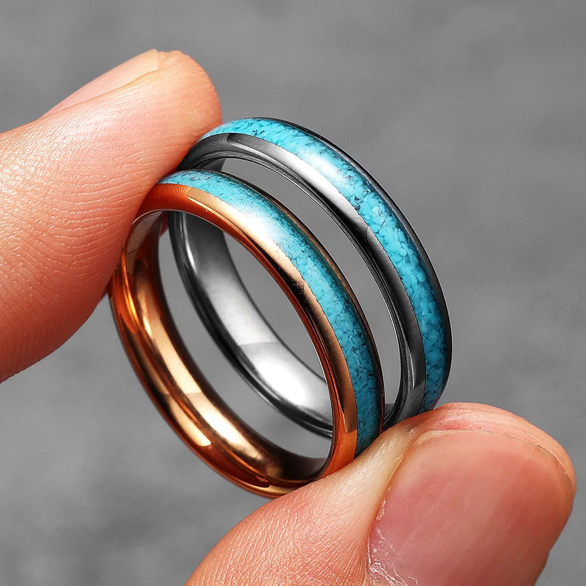 Turquoise Tungsten Ring — Stainless Steel