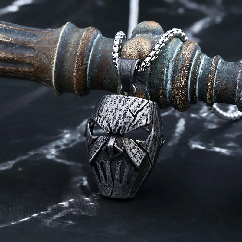Biker Retro 2024 New Fashion 316L Stainless Steel Punk Rock Skull Mask Pendant Necklace For Man Women Music Brand