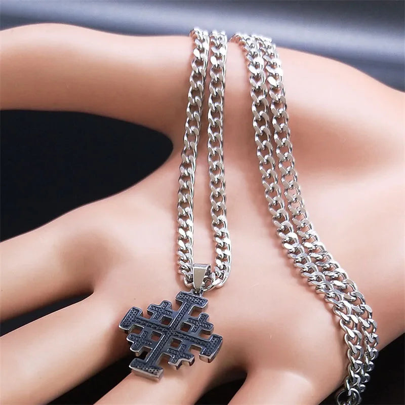 Jerusalem Cross Pendant — Stainless Steel