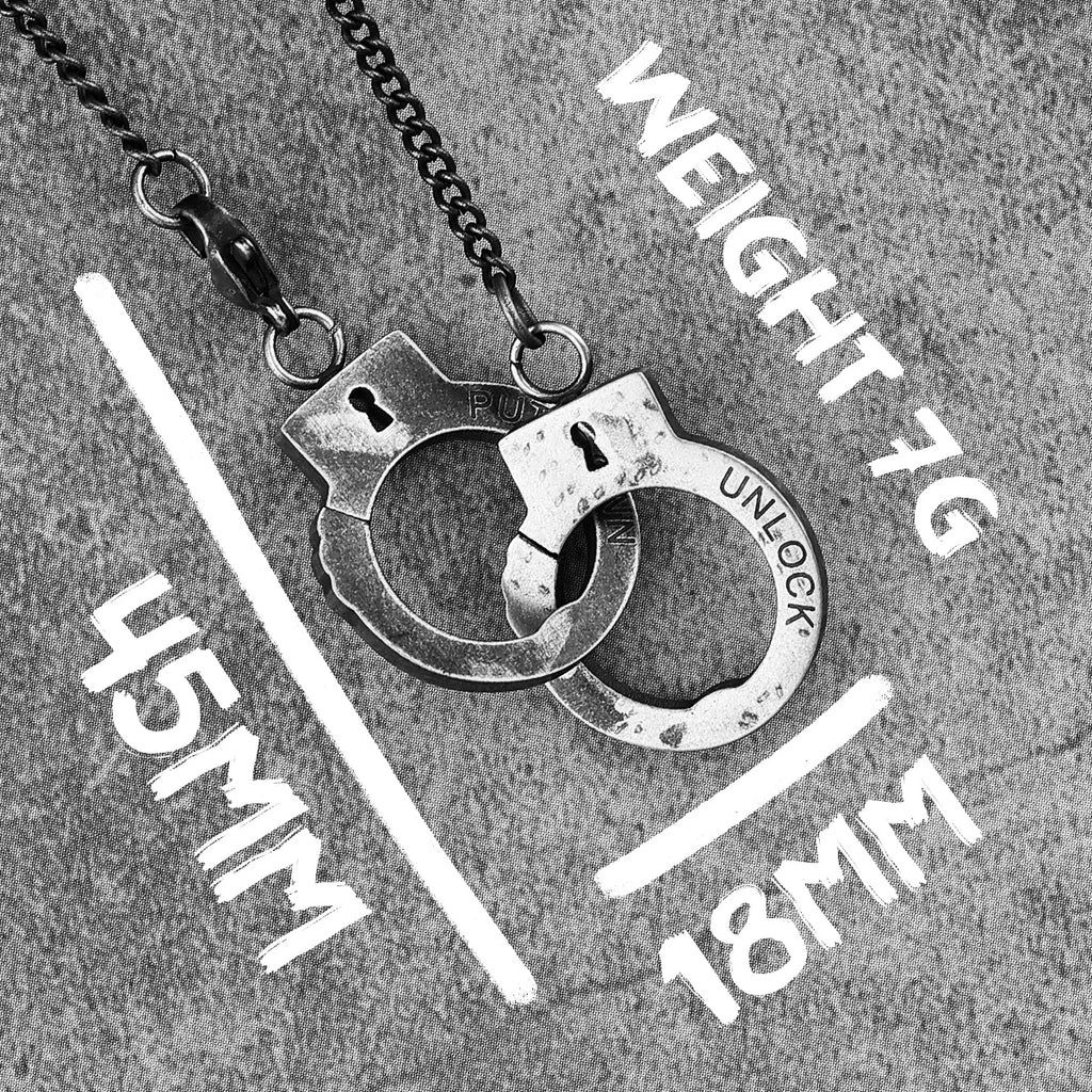 Vintage Handcuffs Pendant Necklace Chain — Stainless Steel