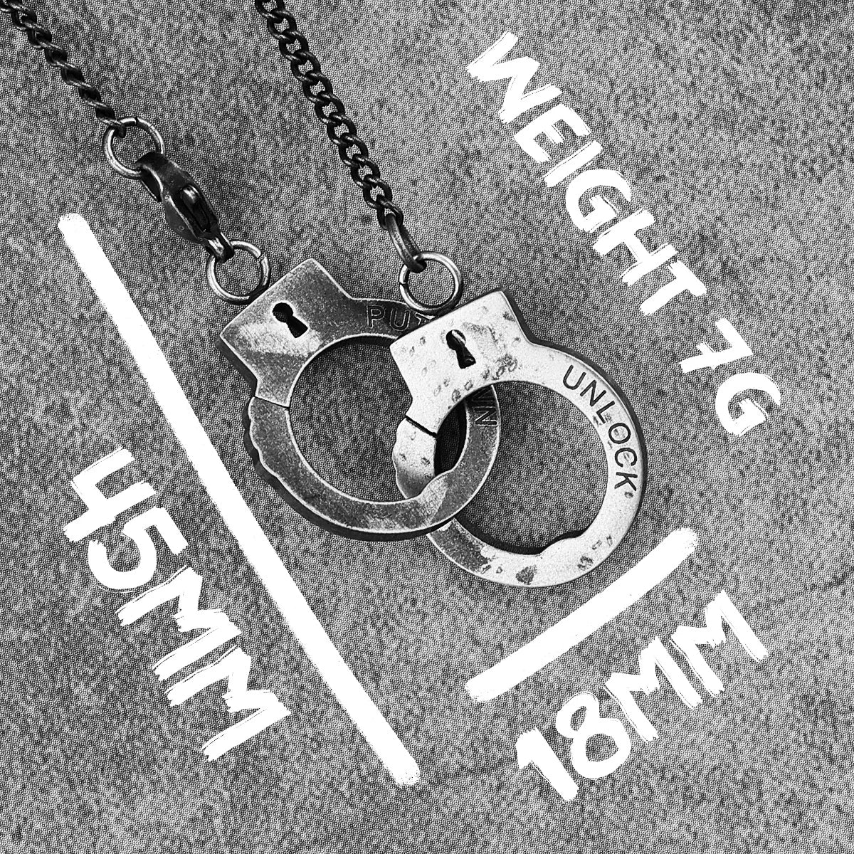 Vintage Handcuffs Pendant Necklace Chain — Stainless Steel