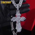 2026 New Iced Out Barbed Wire Wrapped Cross Pendant Necklace Silver Color Cubic Zirconia CZ Charm For Men Hip Hop