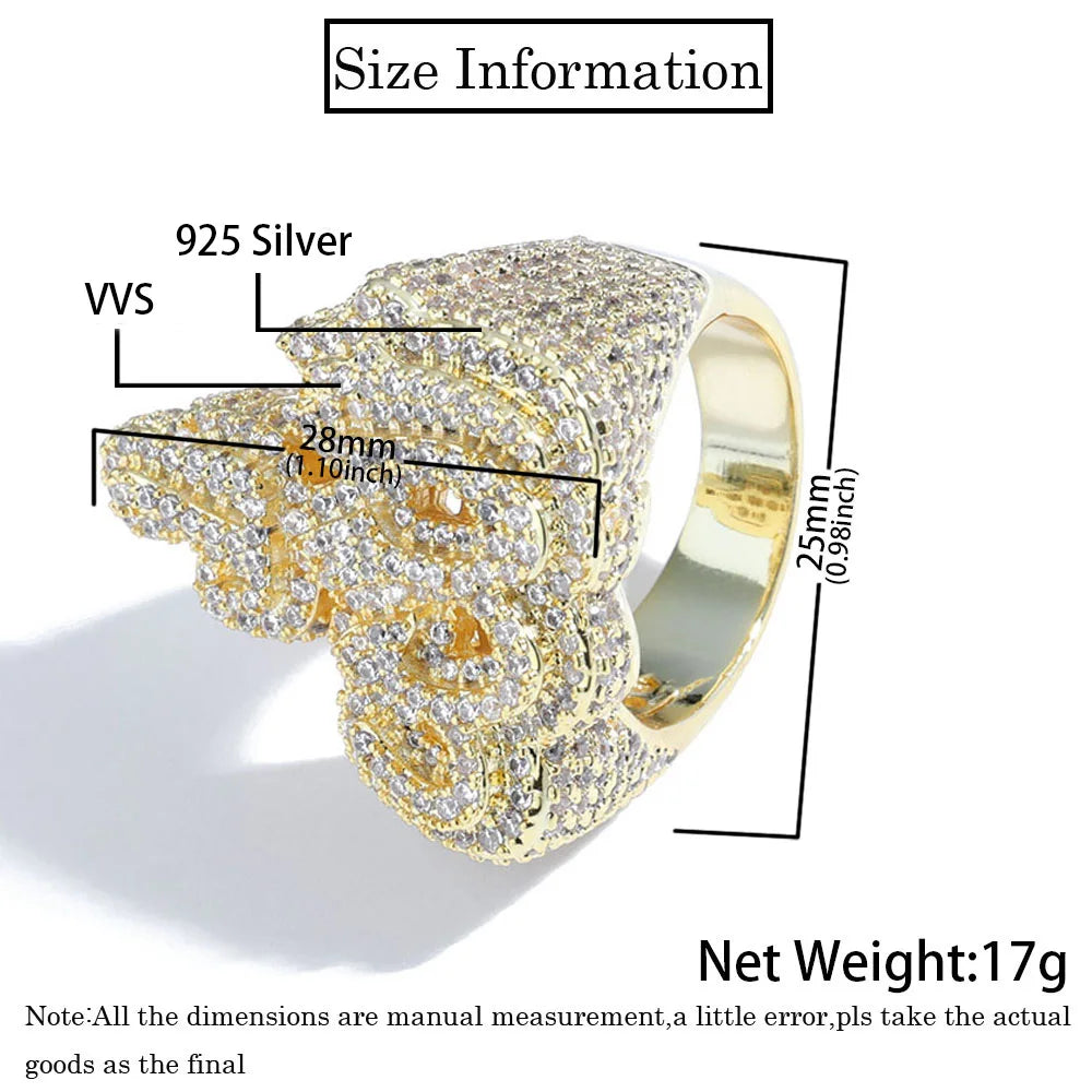 925 Silver VVS Moissanite Ring Iced Out