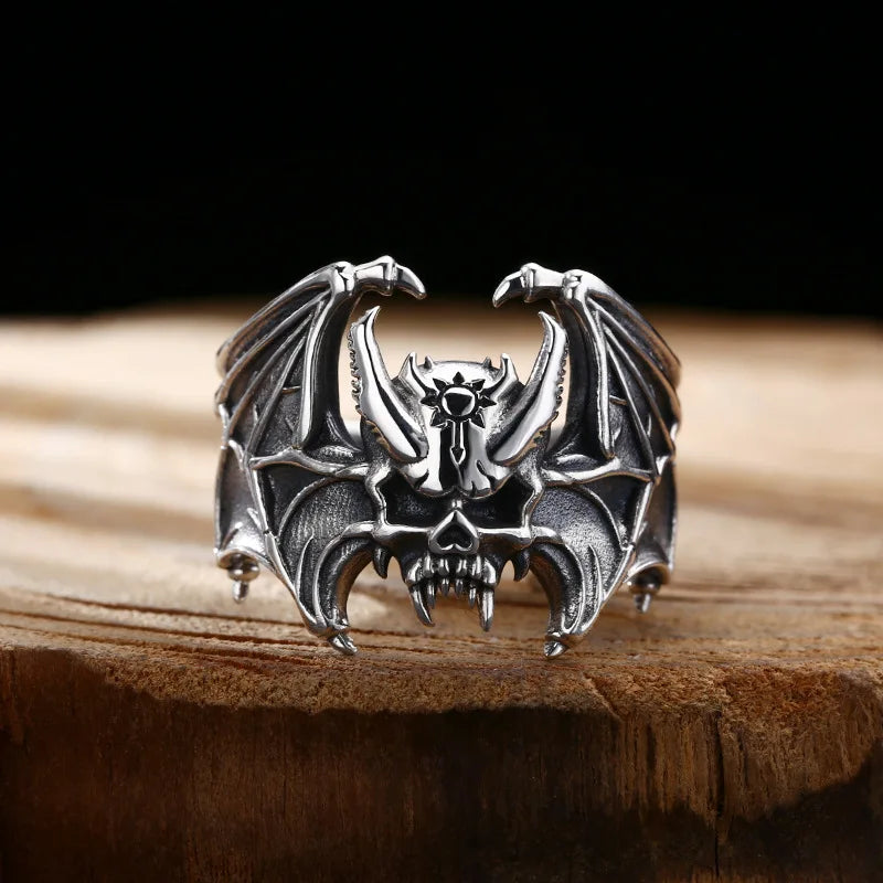 Gothic Skull Demon Bat Ring — Stainless Steel