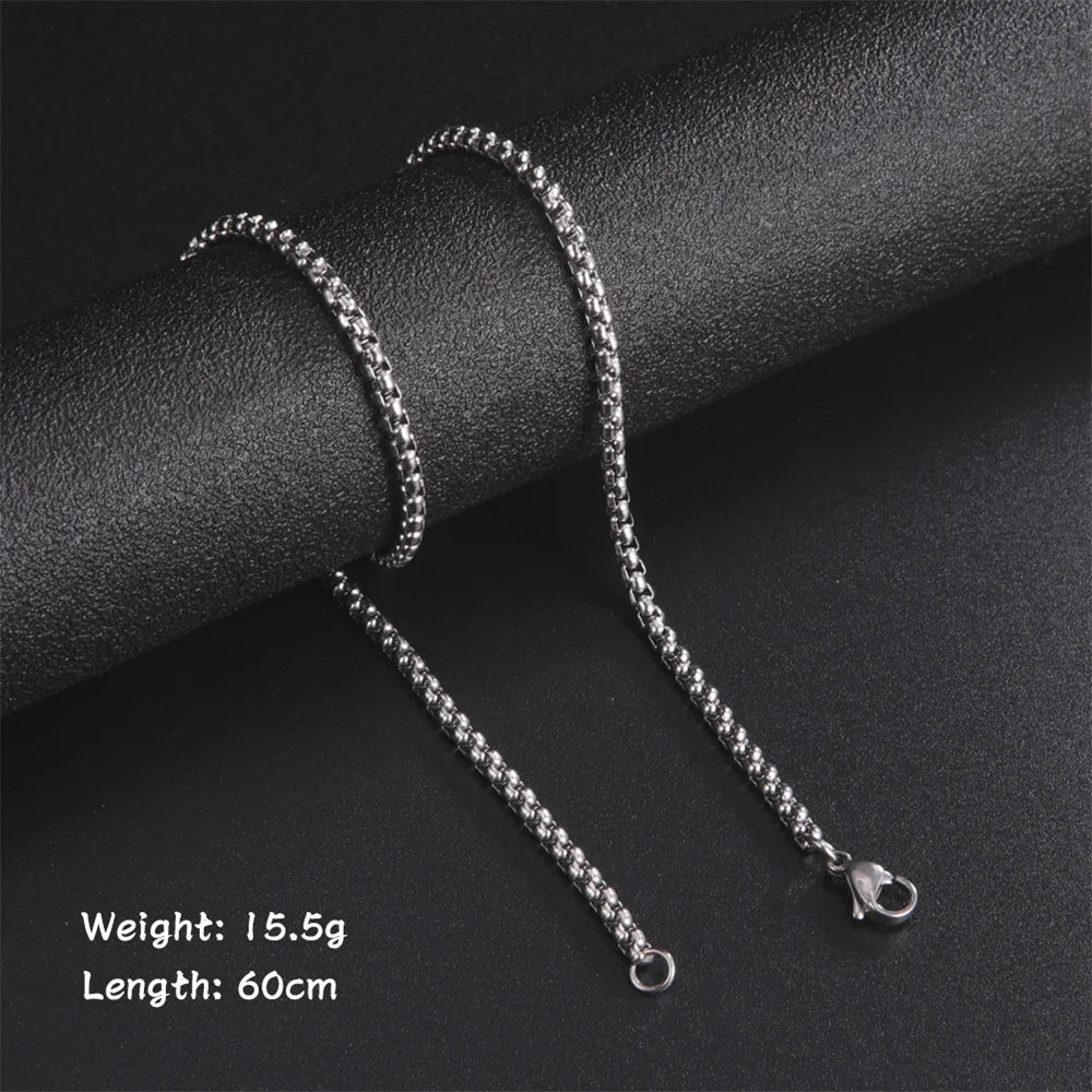 My Shape 10 pcs 60cm Box Chain Necklaces for Men 24 Inch Box Chain 2-3mm Chains Chokers Steel Color Fashion Jewelry Boys Gifts