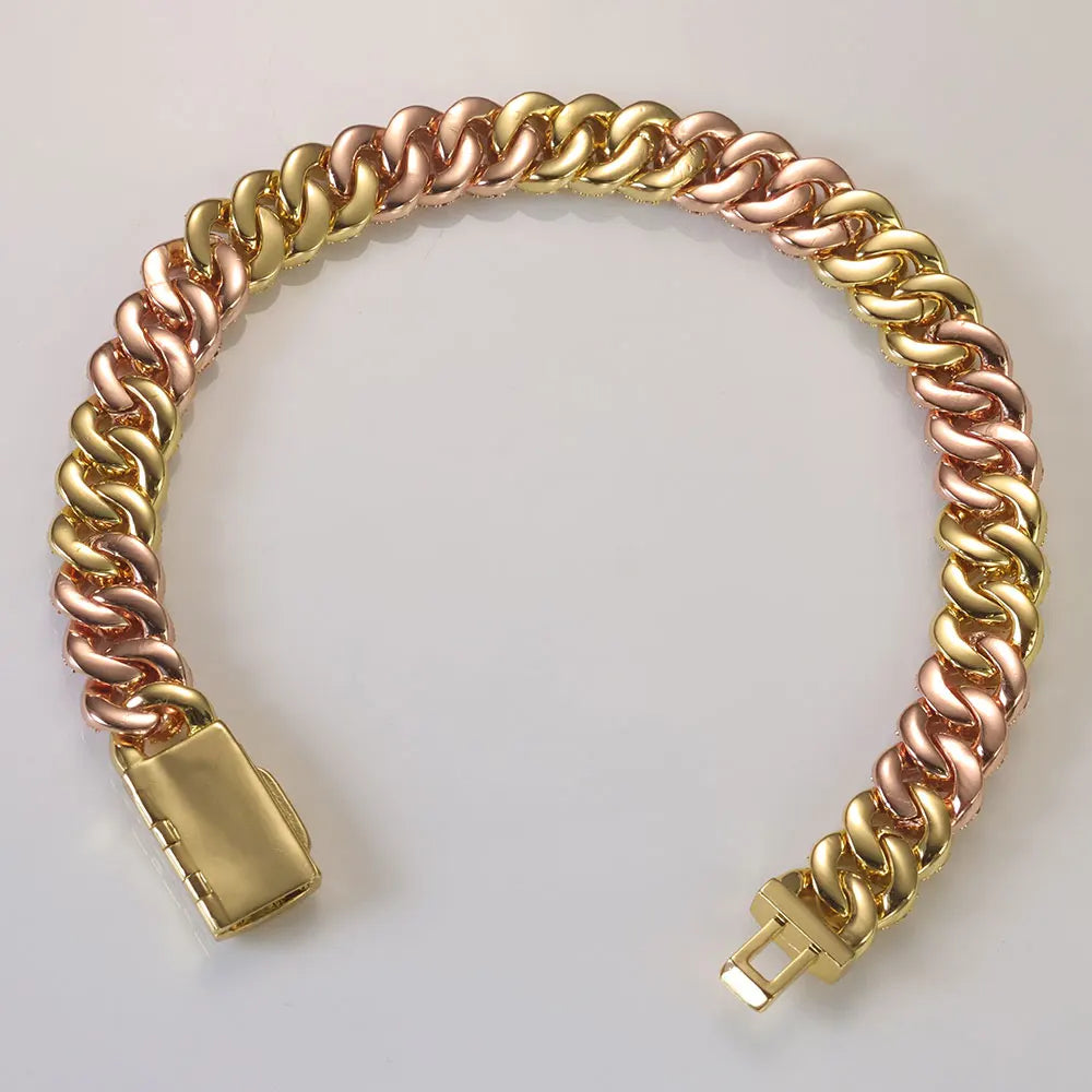 Rose Gold Cuban Chain Necklace Iced Out 10MM