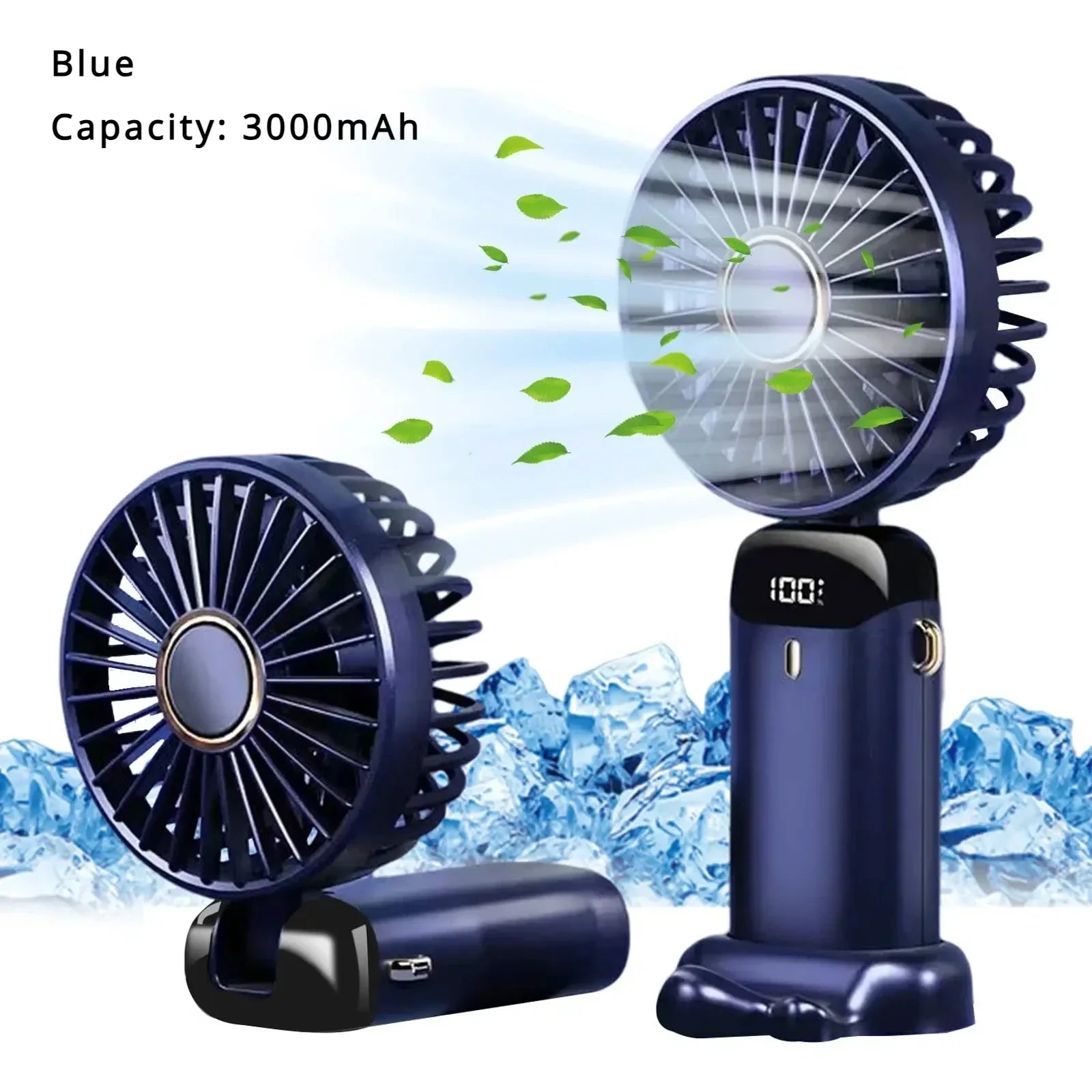 5000mAh Portable Fan Rechargeable 90° Foldable 5 Speed Mini Air Conditioner Small Fan Air Cooler with LED Digital