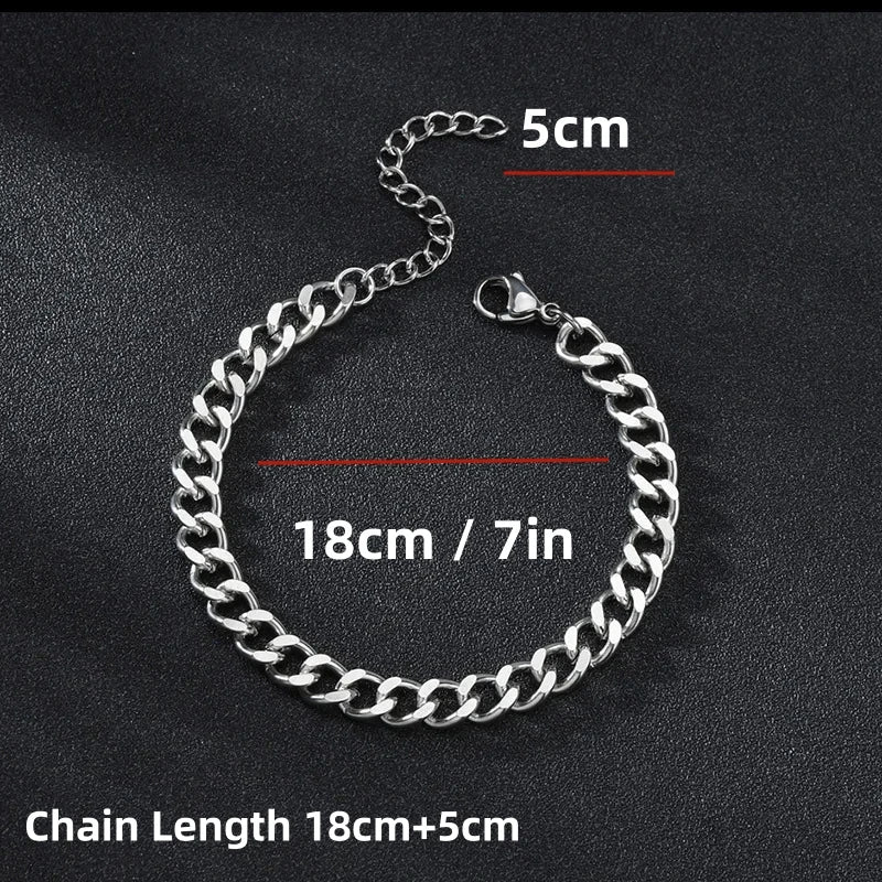 Cuban Black Bracelet 3mm-15mm Thick Size