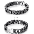 Man Bracelet Homme 12MM Wide Stainless Steel Curb Chain Charm Bracelets On Hand Bands for Men Vintage Mens Jewellery