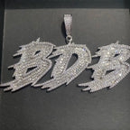THE BLING KING Custom Thorns Cursive Letters Nameplate Iced Out Cubic Zirconia Number Name Pendant Necklace Hiphop Punk