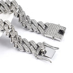 Iced Out Cuban Link Chain Necklace 14mm — Two-Tone