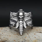 Butterfly Skull Steel Ring Gothic Punk Motorcycle
