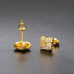 Iced Out Zircon Stud Earrings Stainless Steel CZ