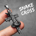 Cobra Cross Men Necklaces Stainless Steel Pendant Chain Women Fashion Jewelry Retro Snake Amulets Punk Accessories