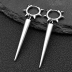 Spike Huggie Hoop Earrings Men Large Stainless Steel Spike Gothic Punk Emo Alternative Women Female Ear Rings Jewelry