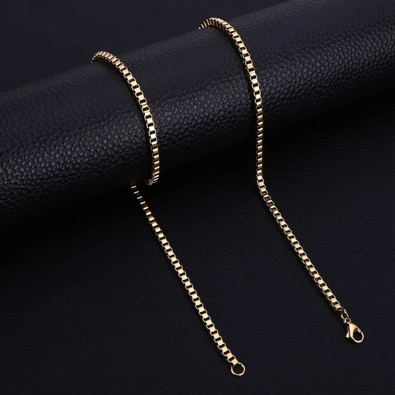 1.2mm Silver Color Stainless Steel Box Chain Necklace Hip Hop Men Necklace Fashion Titanium Steel Jewelry Trendy Gift