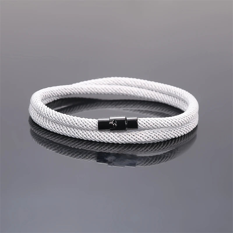 New Minimalist Men's Rope Bracelet Double Layer Survival Bracelet Accessories Boyfriend Gift Magnet Buckle Men's
