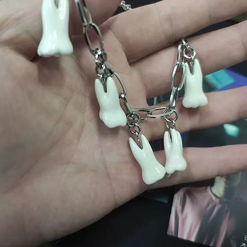 Gothic Teeth Charm Bracelet for Women & Men — Chain Link