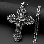 12 Apostles Jesus Crucifix Cross Christian Pendant Necklace for Women Men Stainless Steel Vintage 316L Amulet Chain