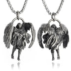 Delicate Antique Silver Color Seraph Prayer Good Luck Necklace Pendant Men Women Anniversary Amulet Jewelry Gift