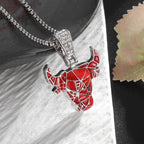 Gothic Green Stone Bull Skull Necklace Pendant Punk Animal Necklace Mens Taurus Zodiac Amulet Jewelry Anniversary Gift