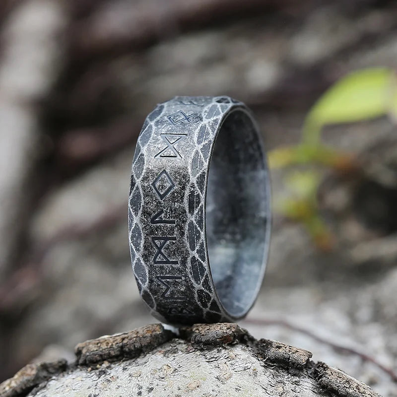 Viking Nordic Rune Band Ring for Men — Stainless Steel