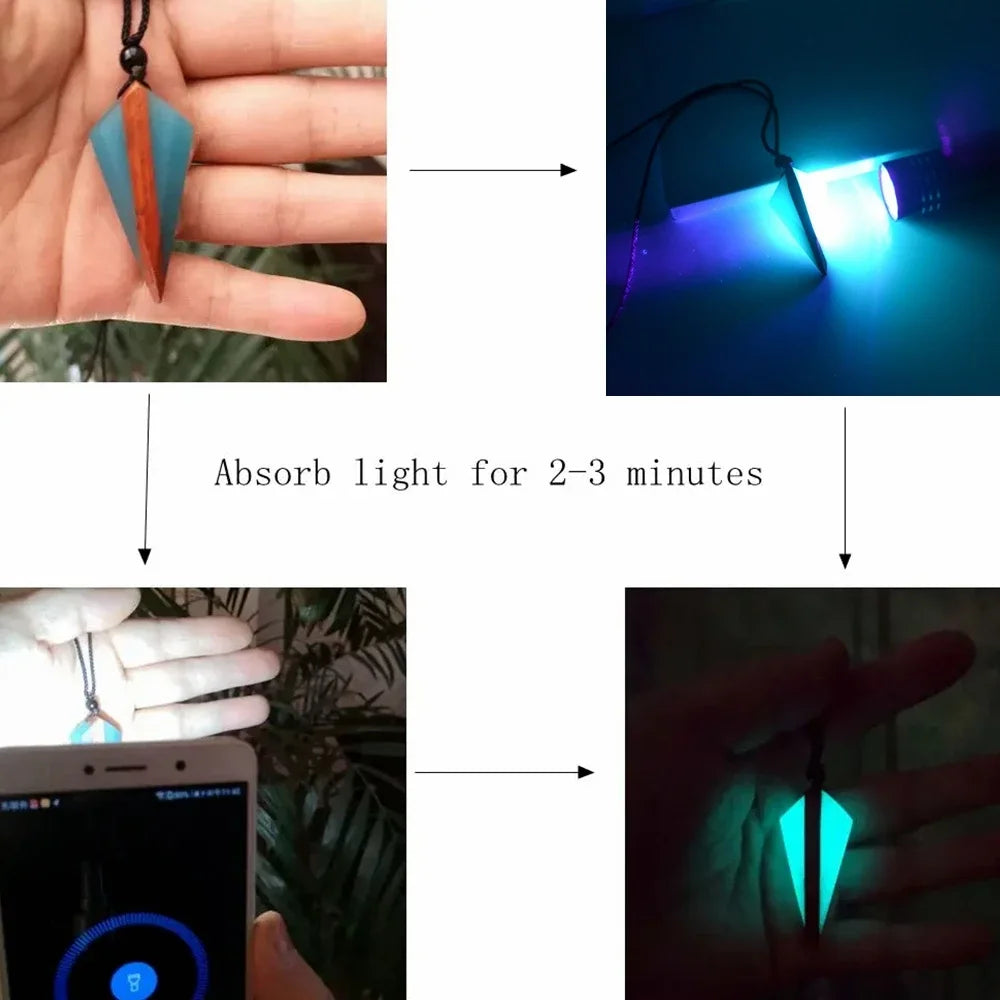 Wood Resin Night Light Pendant Necklace