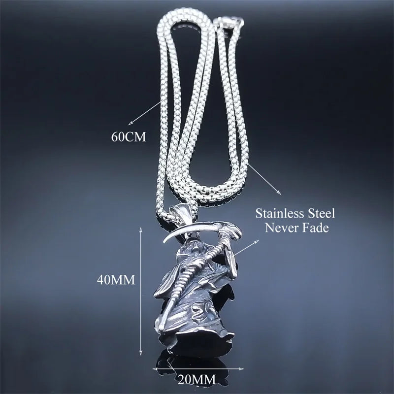Antique Skull Pendant Necklace — Stainless Steel