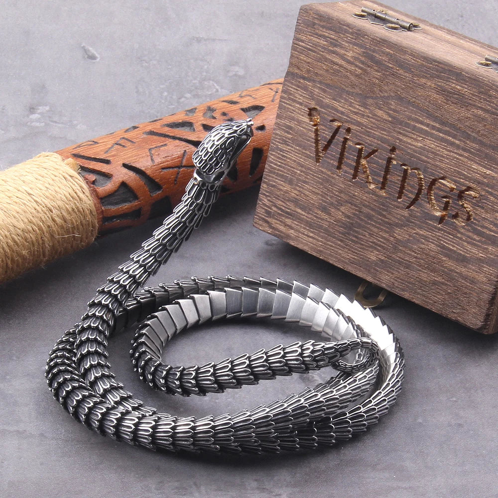 Stainless Steel Viking Ouroboros Necklace Men's Punk Gothic Snake Necklace Fashion Biker Vintage Charm Jewelry Gift Wholesale