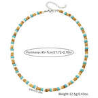 Wooden Coconut Shell Turquoise Bead Necklace — Two-Tone