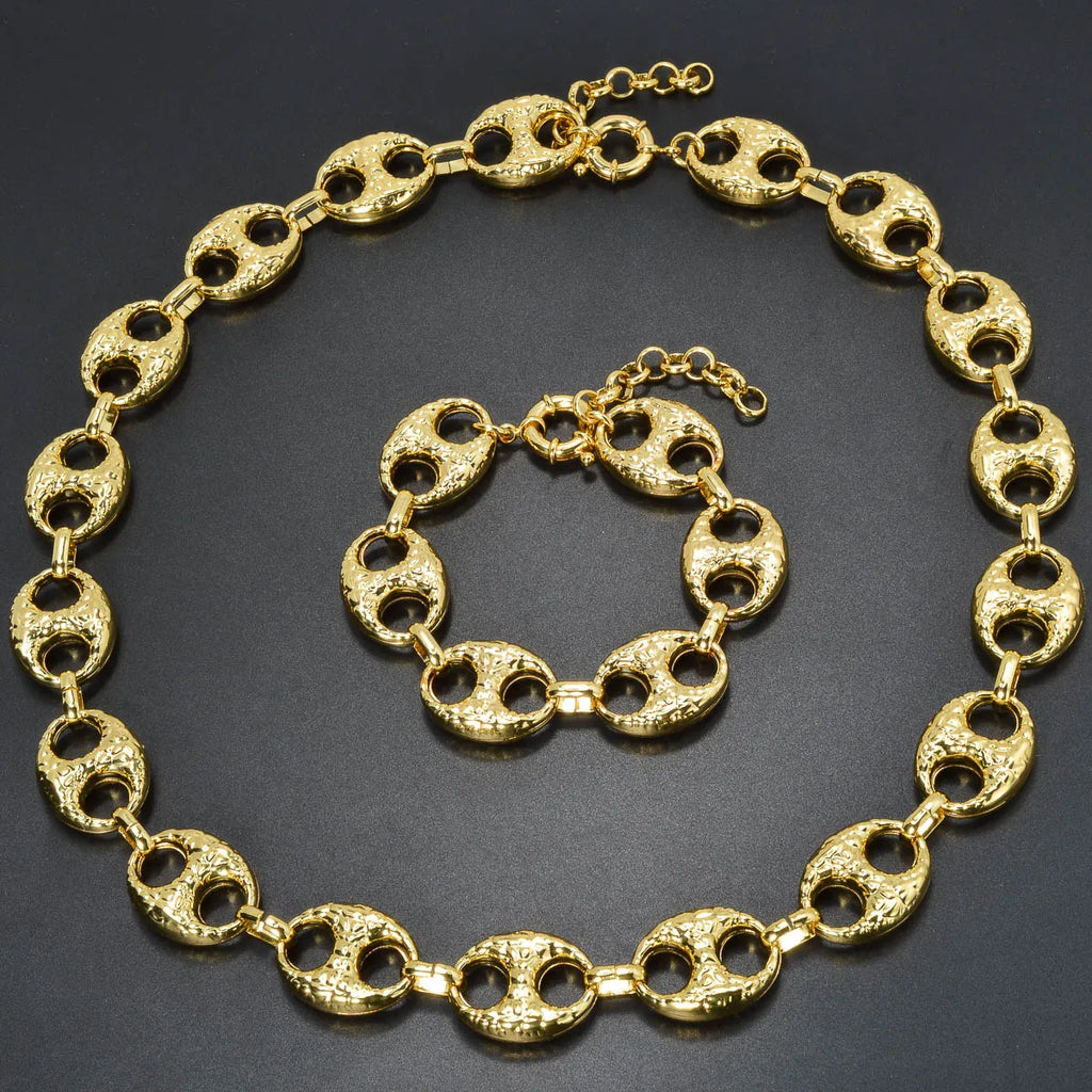 Bracelets Jewelry Sets Jewellery Women Cuban Bracelet Trendy Luxury Necklace Men Couple Gift Daily Party