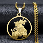 Archangel St.Michael Protect Me Necklace Stainless Steel Saint Shield Protection Male Necklace Jewelry corrente