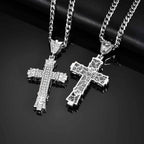 Iced Out Cross Cuban Pendant — Stainless