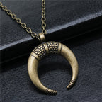 Witch Horn Crescent Moon Pendant — Stainless Steel
